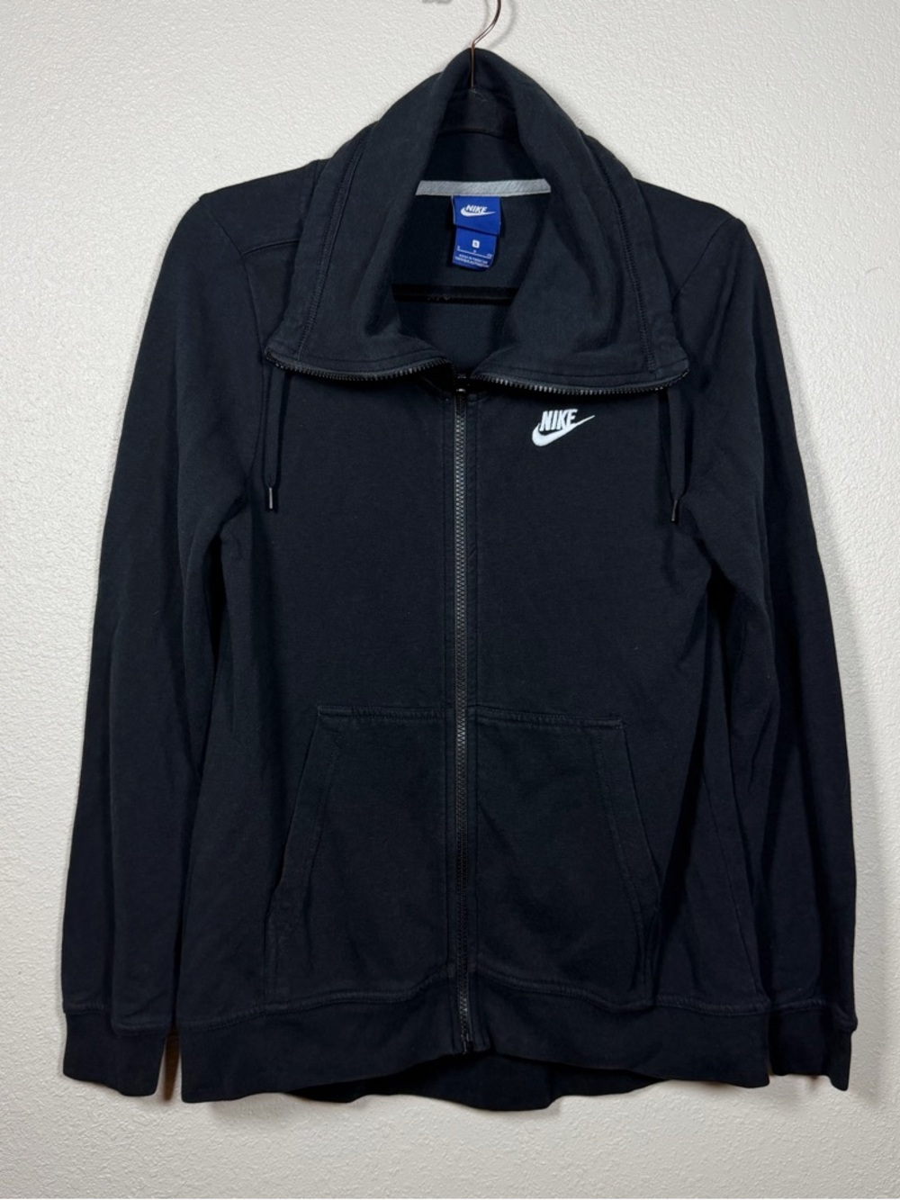 Women’s Nike Sportswear Black Funnel Neck Full Zip Sweatshirt Oversized Active S